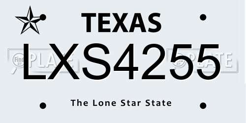 LXS4255 Texas License Plate
