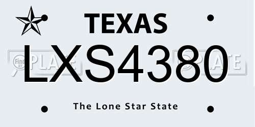 LXS4380 Texas License Plate