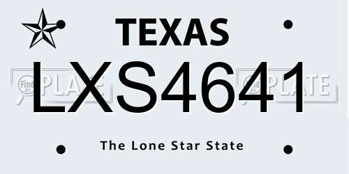 LXS4641 Texas License Plate