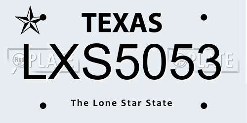 LXS5053 Texas License Plate