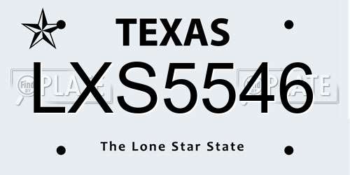 LXS5546 Texas License Plate