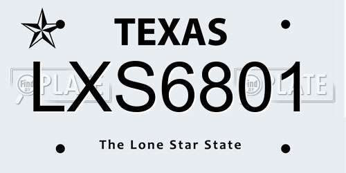 LXS6801 Texas License Plate