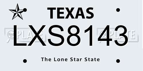 LXS8143 Texas License Plate