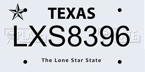 LXS8396 Texas License Plate