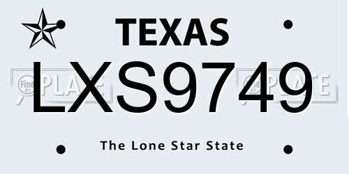 LXS9749 Texas License Plate