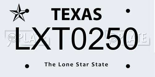 LXT0250 Texas License Plate