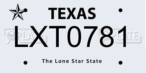 LXT0781 Texas License Plate