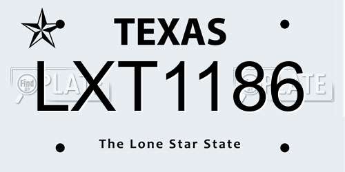 LXT1186 Texas License Plate