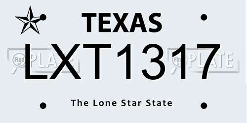 LXT1317 Texas License Plate