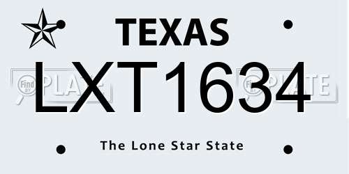 LXT1634 Texas License Plate