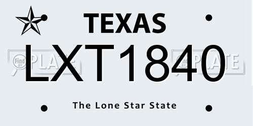 LXT1840 Texas License Plate