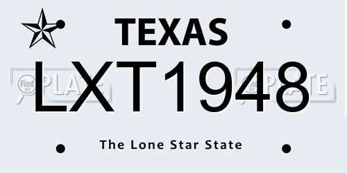 LXT1948 Texas License Plate