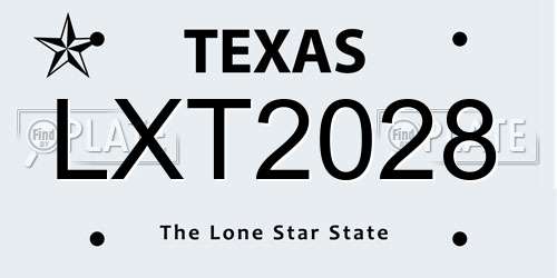 LXT2028 Texas License Plate