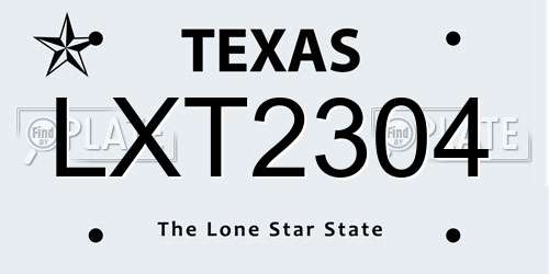 LXT2304 Texas License Plate