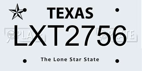 LXT2756 Texas License Plate