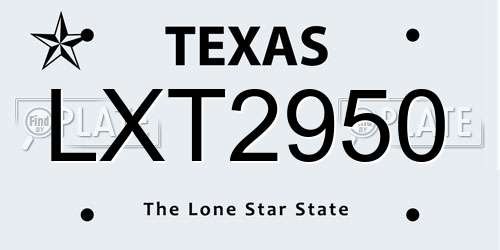 LXT2950 Texas License Plate