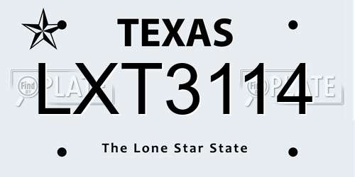 LXT3114 Texas License Plate