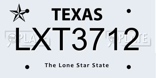 LXT3712 Texas License Plate