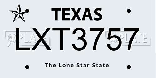 LXT3757 Texas License Plate