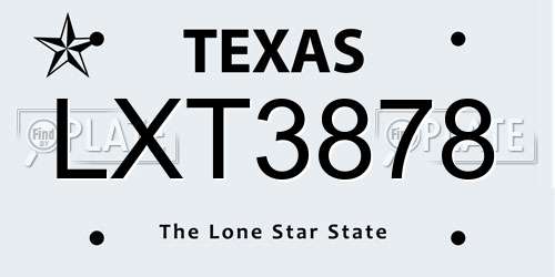 LXT3878 Texas License Plate