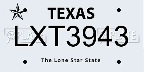 LXT3943 Texas License Plate