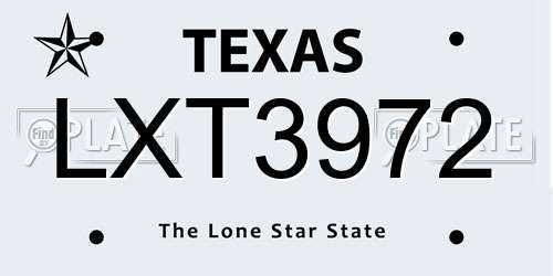 LXT3972 Texas License Plate