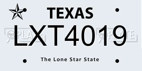LXT4019 Texas License Plate