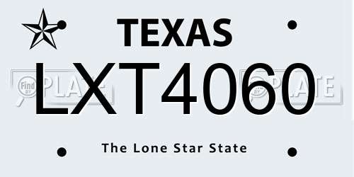LXT4060 Texas License Plate