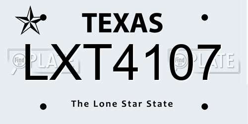 LXT4107 Texas License Plate
