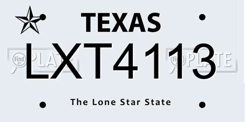 LXT4113 Texas License Plate