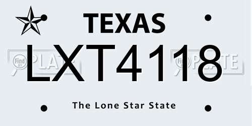 LXT4118 Texas License Plate