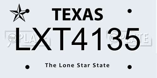 LXT4135 Texas License Plate