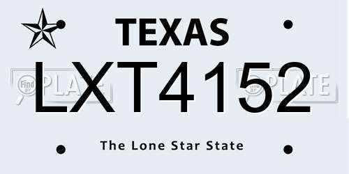 LXT4152 Texas License Plate