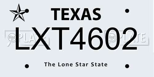 LXT4602 Texas License Plate