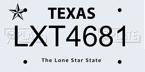 LXT4681 Texas License Plate