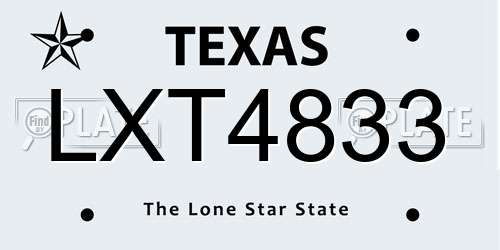 LXT4833 Texas License Plate