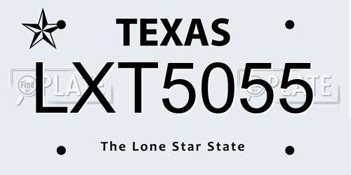 LXT5055 Texas License Plate