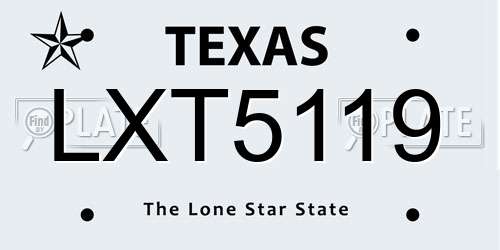 LXT5119 Texas License Plate