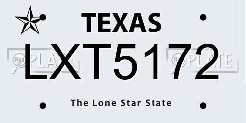 LXT5172 Texas License Plate