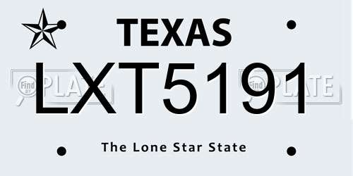 LXT5191 Texas License Plate
