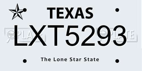 LXT5293 Texas License Plate