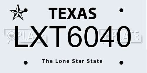LXT6040 Texas License Plate