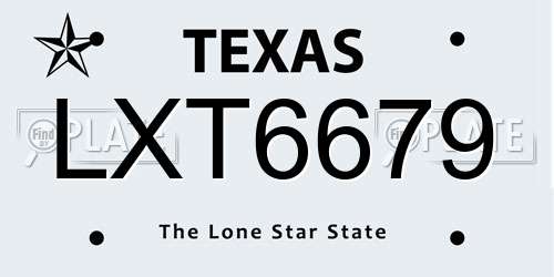 LXT6679 Texas License Plate
