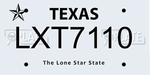 LXT7110 Texas License Plate