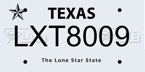 LXT8009 Texas License Plate