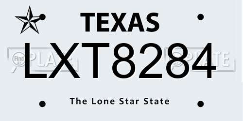 LXT8284 Texas License Plate