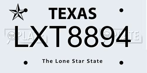 LXT8894 Texas License Plate