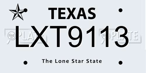 LXT9113 Texas License Plate