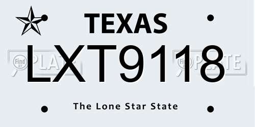 LXT9118 Texas License Plate
