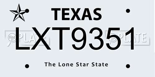 LXT9351 Texas License Plate